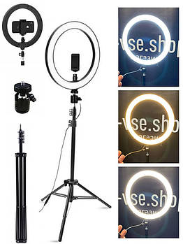 Професійна кільцева світлодіодна LED лампа (30 см.) на штативі (2м.), студійне світло для визажиста, косметолога,перукаря