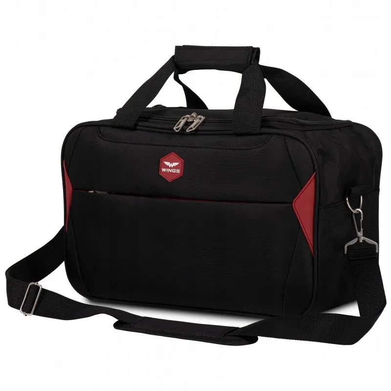 Сумка дорожня через плече WINGS DIPPER з поліестеру 20 л, з кріпленням на валізу та ручками, чорна, фото 1