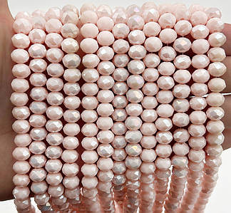 Намистини рондель / 8*6 мм / Кількість: 62-70 шт / Непрозорий / Персиково-рожевий з АБ №17