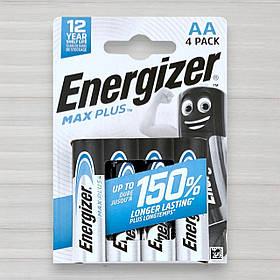 Батарейка лужна Energizer Max Plus alkaline LR6, AA, 1,5V, 4шт/уп