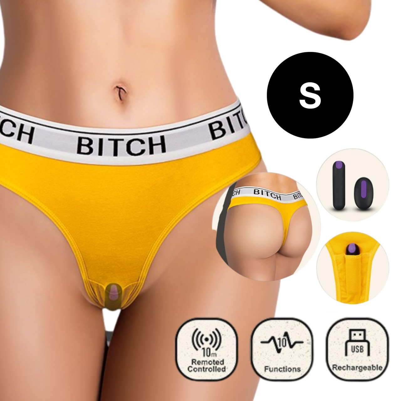 Вібратори трусики, Жіночі вібро трусики Bitch Vibrating Panties Розмір S талія 61-69 см
