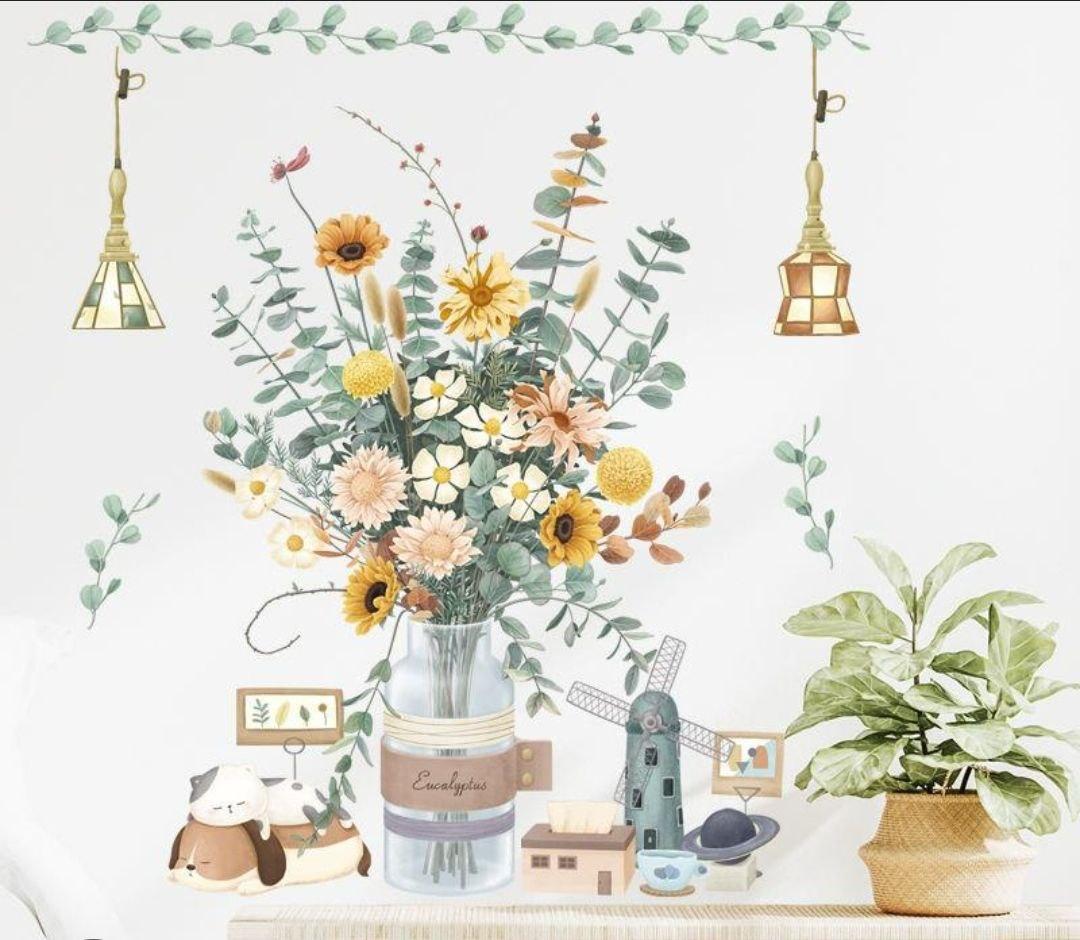 Вінілові наклейки VANSHE Польові квіти Котик (лист 62 х 49 см) Б470-2 KH