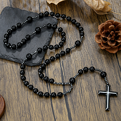 Розарій намисто чоловіче на шию з хрестом ЧК-011