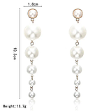 Сережки перлинні довгі перли висячі білі перлини, фото 3