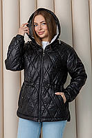 Жіноча демісезонна куртка Еліна чорний, розміри 44-58