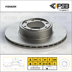 Диск гальмівний задній Iveco Daily IV "Вентильований" кт - 2шт. [PSB] 7186485 PSB48204