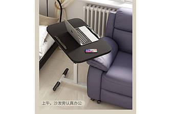 Стіл наддіяний на колесах із суцільною стільницею 60/40/90 см Підставка для ноутбука