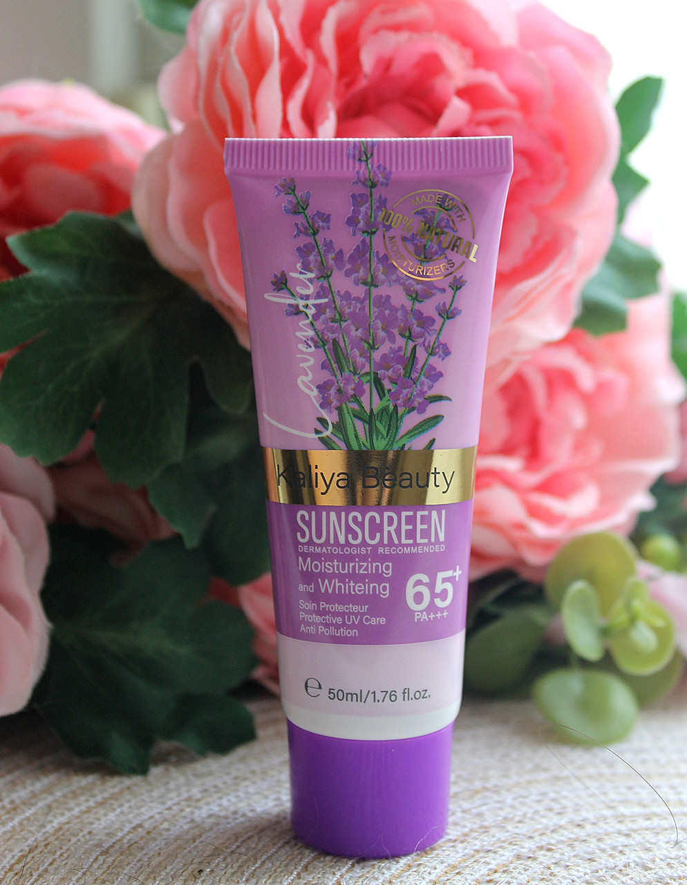 Сонцезахисний крем для обличчя Kaliya Beaty Sunscreen 65+ PA +++ Lavender / Лаванда, фото 1