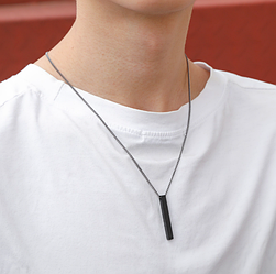 Чоловічий кулон на ланцюжку на шию чорний ЧК-014