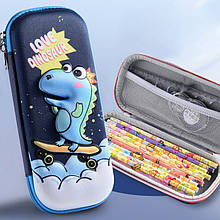 Дитячий пенал твердий Dino, жорсткий футляр для олівців і ручок, 23×10×5 см