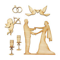 Набір заготовок для декорування "Весілля", фанера, 6 шт.