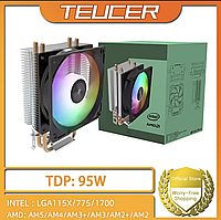Кулер процесора TEUCER A200 із 2 тепловими трубками Intel / AMD з RGB!