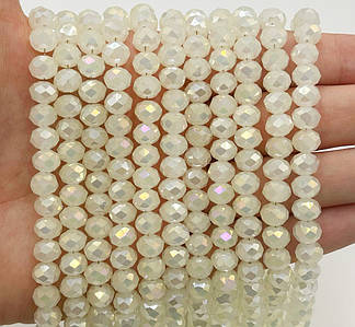 Намистини рондель / 8*6 мм / Кількість: 62-70 шт / Непрозорий / с АБ / Молочний №04