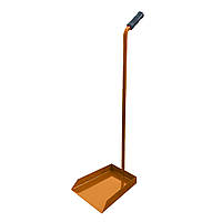 Совок для сміття металевий з довгою ручкою h=75 см та бортиком 4 см Коричневий