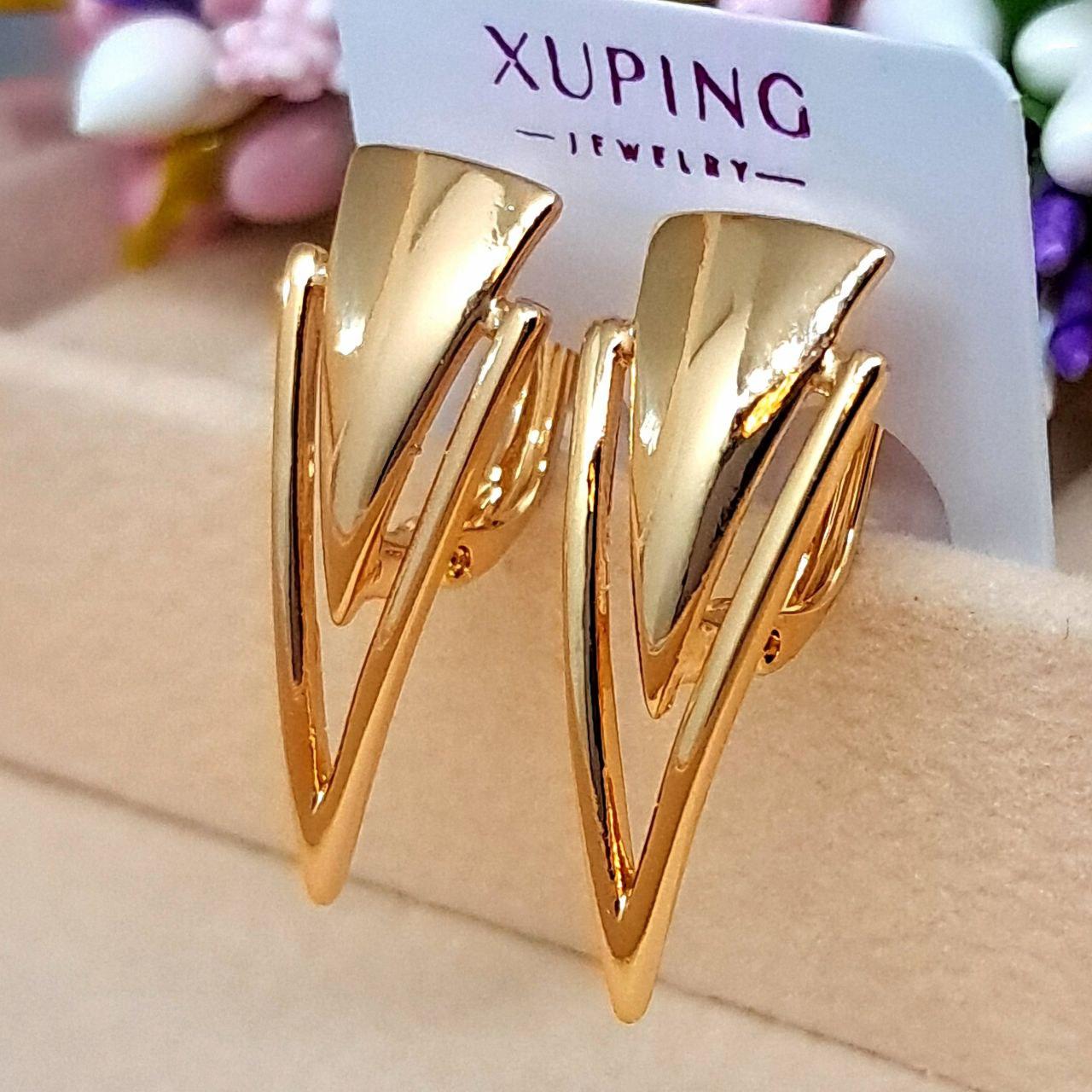 Сережки з медичного золота Розмір 25×10 мм англійська застібка Xuping 6034
