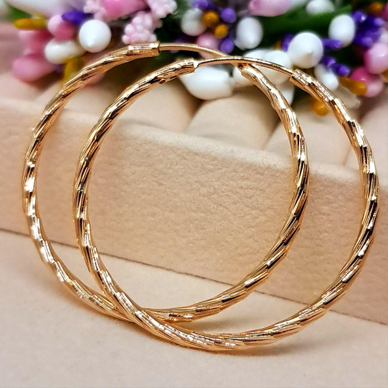 Сережки кільцями з медичного золота Розмір 35×2 мм Xuping 6035