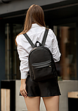Практичний міський жіночий рюкзак міні з штучної шкіри, чорний, фото 4