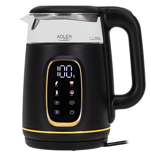 Електричний чайник Adler AD 1305 чорного золота зі скляним покриттям з контролем температури 1,7 л | LED | 40–100°C |