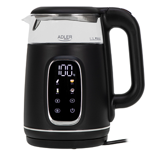 Електричний чайник Adler AD 1305 чорний сріблястий зі світлодіодним підсвічуванням та контролем температури