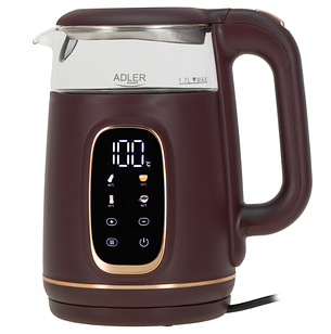 Електричний чайник Adler AD 1305 бордовий, скляний, LED, з контролем температури, 1.7 л
