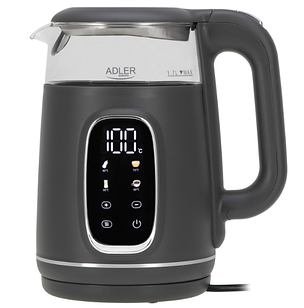 Електричний чайник Adler AD 1305 сірий, скляний, LED, з контролем температури, 1.7 л