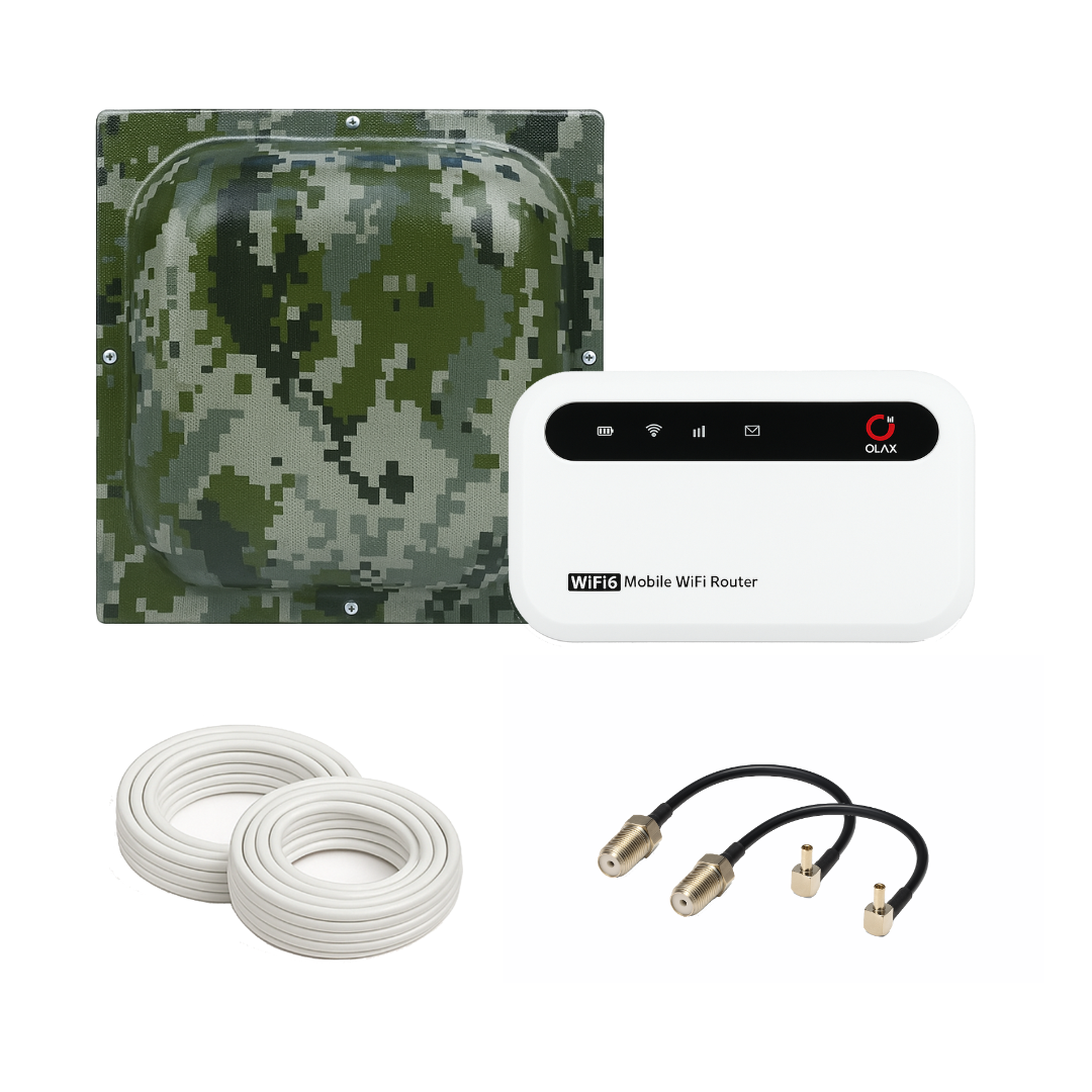 4G комплект роутер Olax 985 + 4G антена Мілітарі MIMO MarketNet T800 18 дБ 900/1700-2700 МГц