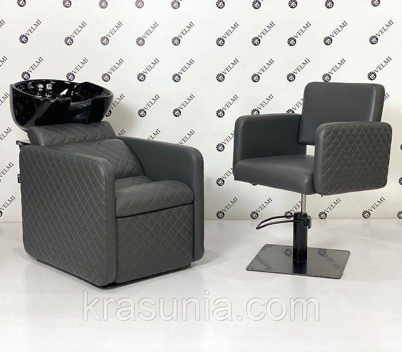 Комплект перукарських меблів Polo Premium Lux Black на квадраті