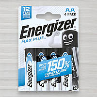 Батарейка лужна Energizer Max Plus alkaline LR6, AA, 1,5V, 4шт/уп