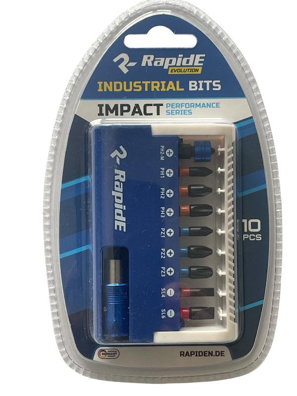 Біта, набір біт RapidE Impact 25mm 10pcs (9шт біт + магнітний біт-тримач
60mm з фіксатором), фото 1
