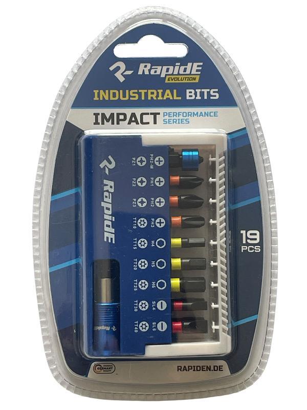Біта, набір біт RapidE Impact 25mm 19pcs (18шт біт + магнітний біто-тримач
60mm з фіксатором)