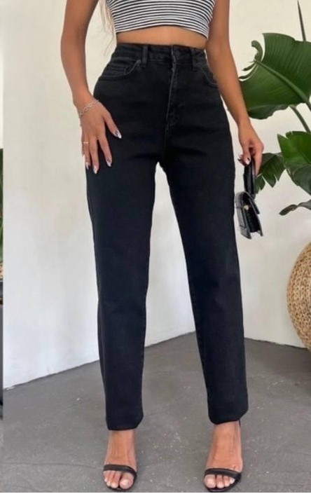 Джинси Zeo МОМ жіночі стрейч вільні 24 темно-сірі, фото 1