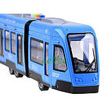 Трамвай іграшка дитяча великий 44 см інерційний зі світлозвуковими ефектами Синій (59837), фото 4