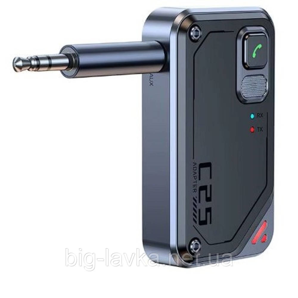 Bluetooth адаптер-передавач та приймач з AUX 3.5 мм C25 дворежимний акумуляторний  Чорний, фото 1