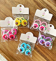 Резинки для волосся дитячі 10 пар/уп КВІТКА ТА БОЖА КОРІВКА