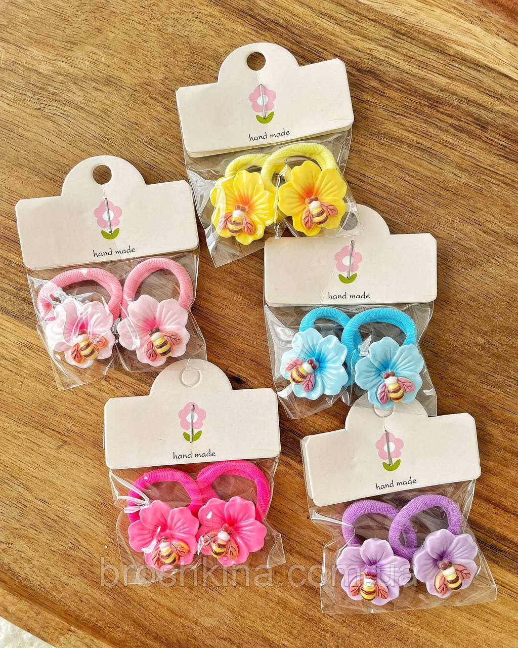 Резинки для волосся дитячі 10 пар/уп КВІТКА ТА БДЖІЛКА, фото 1
