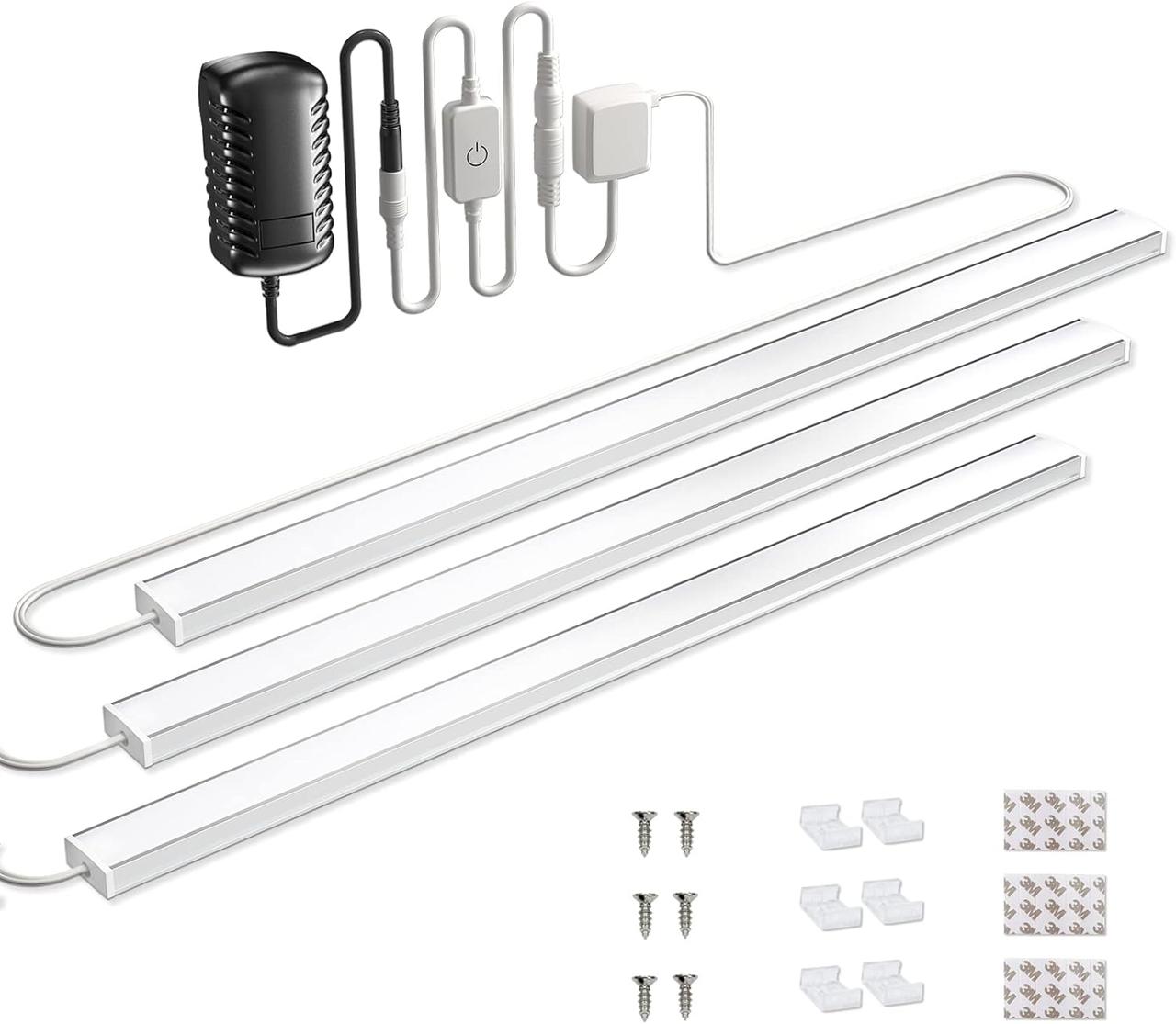 Bonlux Dimmable LED Панель на кухню 12V DC Холодний білий 6000K LED Rigid Strip Bar Light для підключення під кухонною шафою, фото 1
