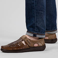 Сандалі чоловічі шкіряні бежеві з закритим передом (Б 9 беж)