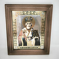 Икона в лакированной деревянной рамке Св. Николая, 21,5×18,5 см