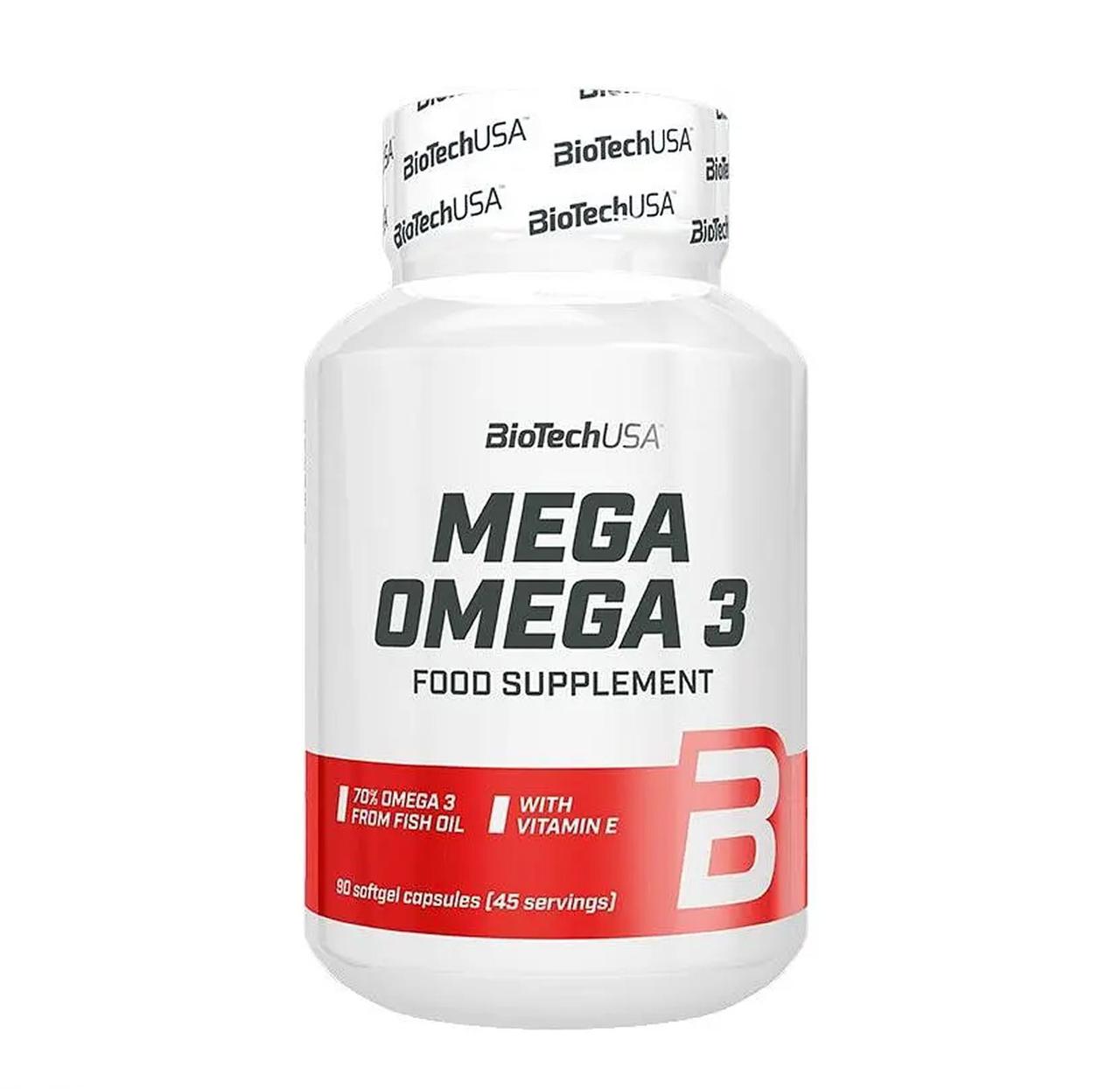 Жирні кислоти Biotech Mega Omega 3, 90 капсул, фото 1
