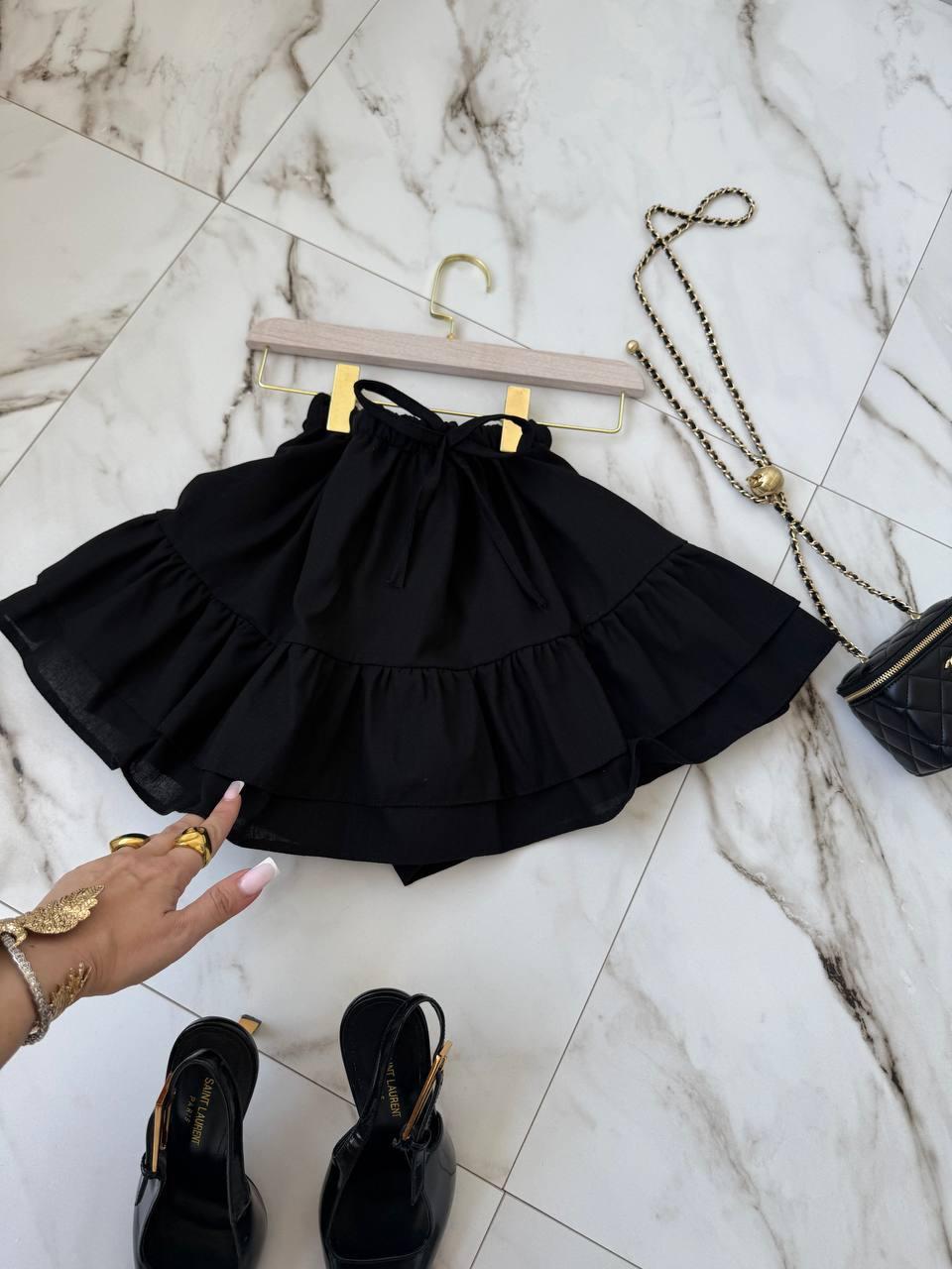 Жіноча льняна спідниця-шорти в чорному кольорі, 46-48