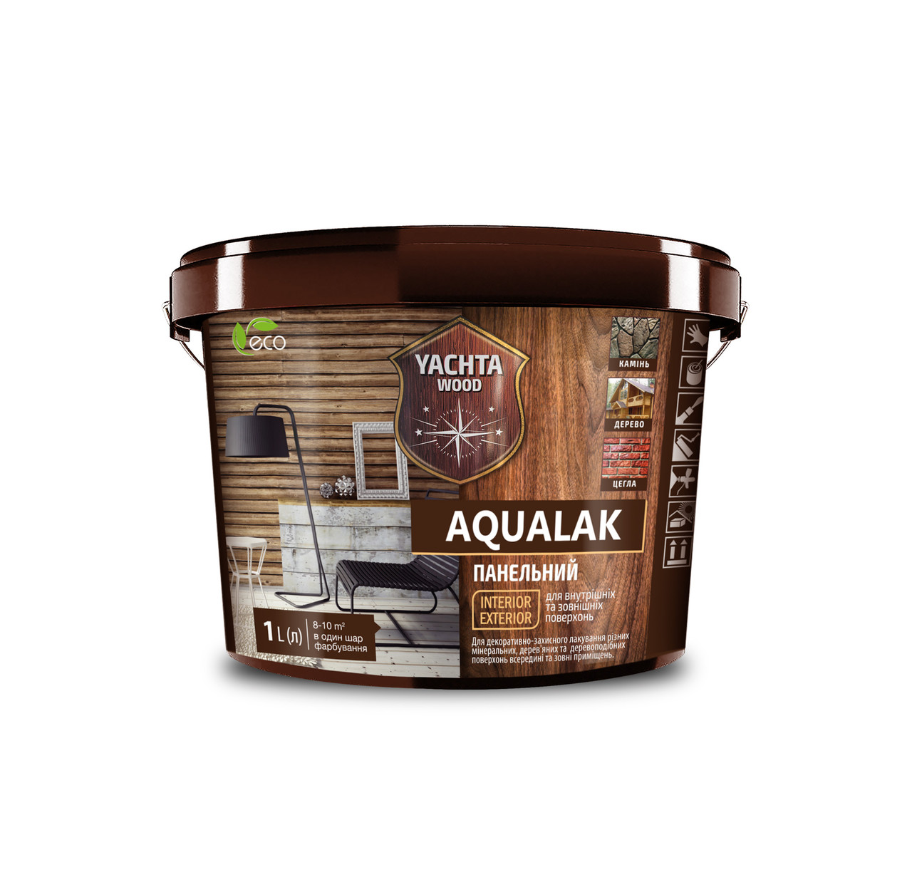 Лак акриловий панельний глянцевий 1 л AQUALAK "Yachta Paint", фото 1