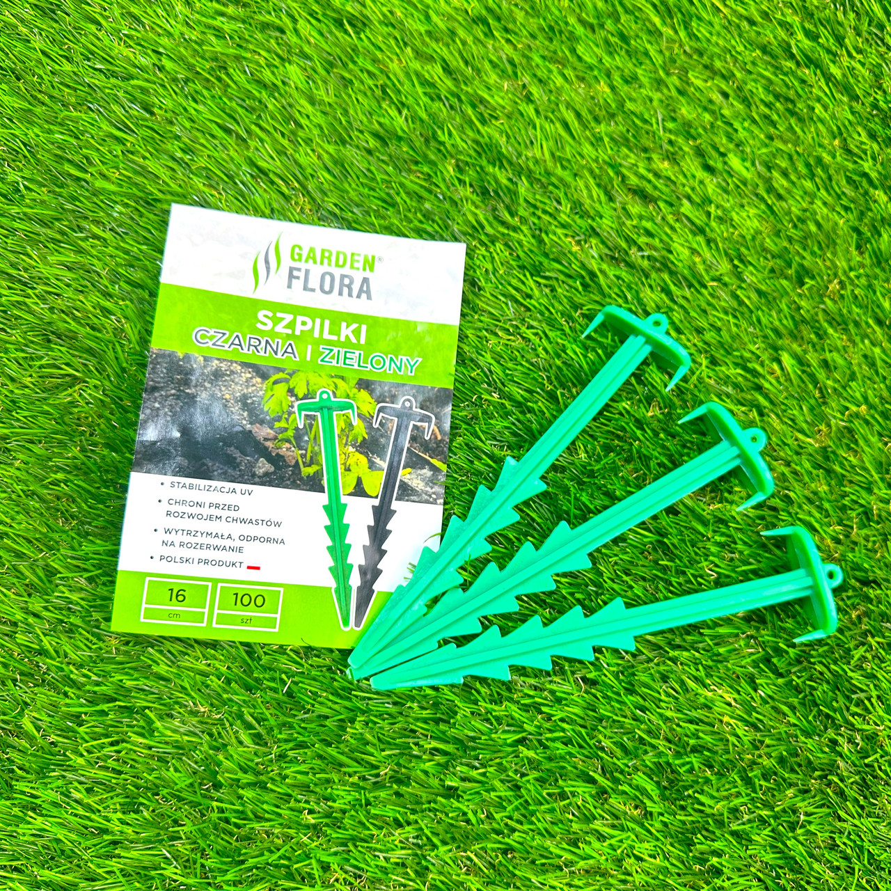 Кілочки садові Garden Flora 16см в упаковці 50шт – пластикові фіксатори для агроволокна, агротканини, фото 1