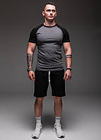 Чоловічий комплект футболки та шорти Brand Україна сіра 100% бавовна для літа та активного відпочинку