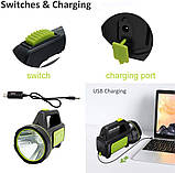 KISUFU Світлодіодний ліхтарик, що перезаряджається, для зарядного пристрою, 10000 люмен Супер яскравий прожектор Ліхтарик, фото 3