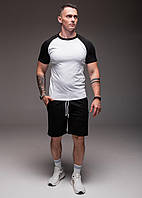 Мужской комплект футболка и шорты Brand Украина белый из 100% хлопка для летних активностей