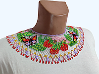 Жіноча прикраса кольє - силянка з чеського бісеру Полунички