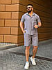 Чоловічий літній стильний костюм із жатого льону: шорти та сорочка з коротким рукавом, фото 2