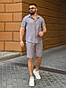 Чоловічий літній стильний костюм із жатого льону: шорти та сорочка з коротким рукавом, фото 5