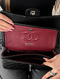 Сумка жіноча клатч через плече Classic Double Flap Bag PREMIUM Шанель чорний срібло, фото 5