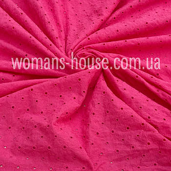 Тканина Батист вишивка прошва Малиновий світлий